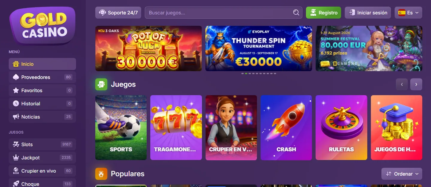 Casino of Gold — 15 giros gratis